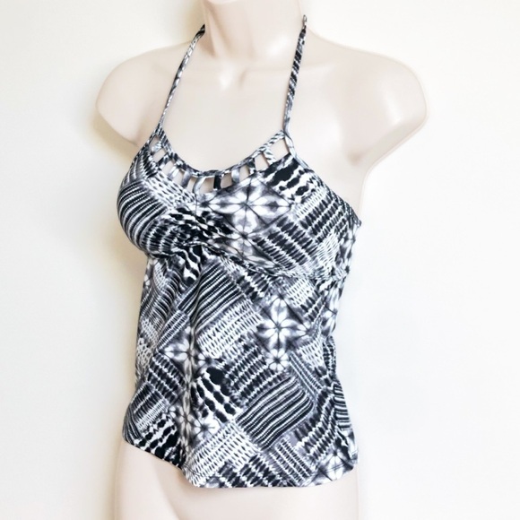 🆕 SO tie dye black halter tankini swim top xs - Picture 2 of 8